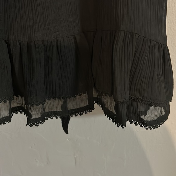 Juicy Couture black ruffle silk blend top size small - Picture 4 of 8